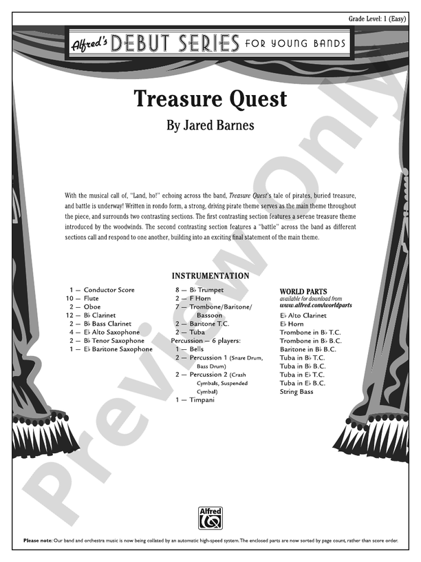 Treasure Quest - Concert Band Conductor Score & Parts (Digital Download)