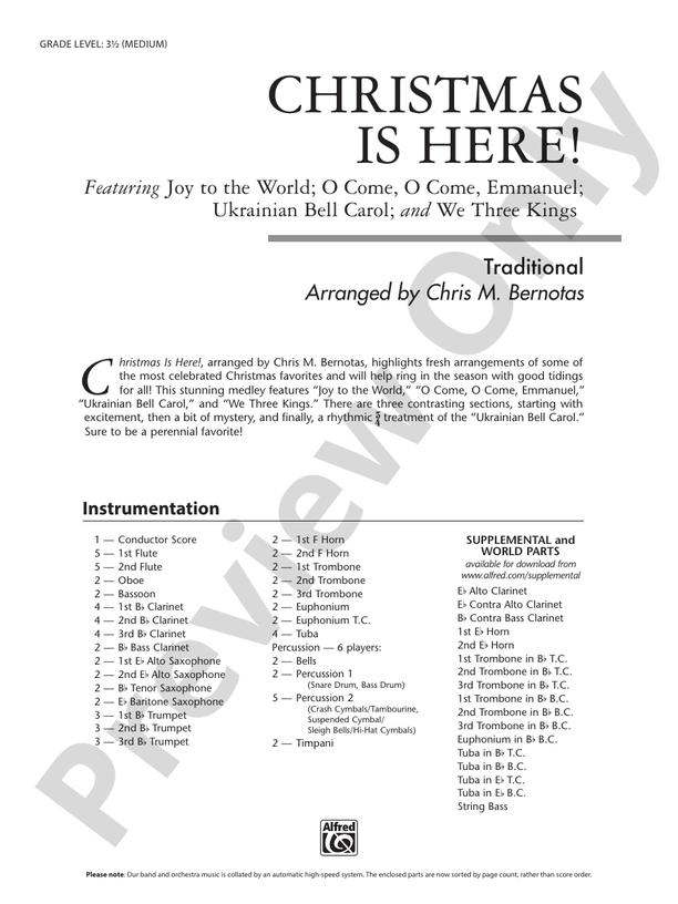 Christmas Is Here! - Concert Band Conductor Score & Parts (Digital Download)