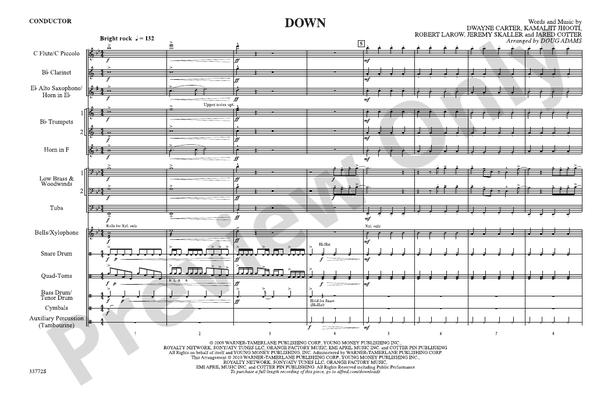 Down – Marching Band Conductor Score & Parts (Digital Download)