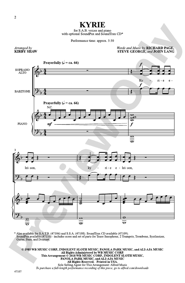 Kyrie - Arr. Kirby Shaw – SAB Choral Octavo (Digital Download)