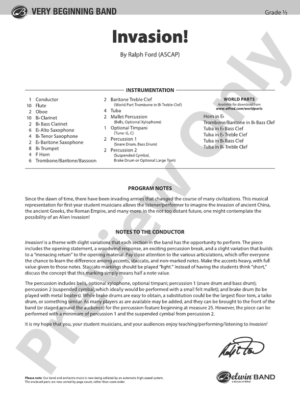 Invasion! - Concert Band Conductor Score & Parts (Digital Download)