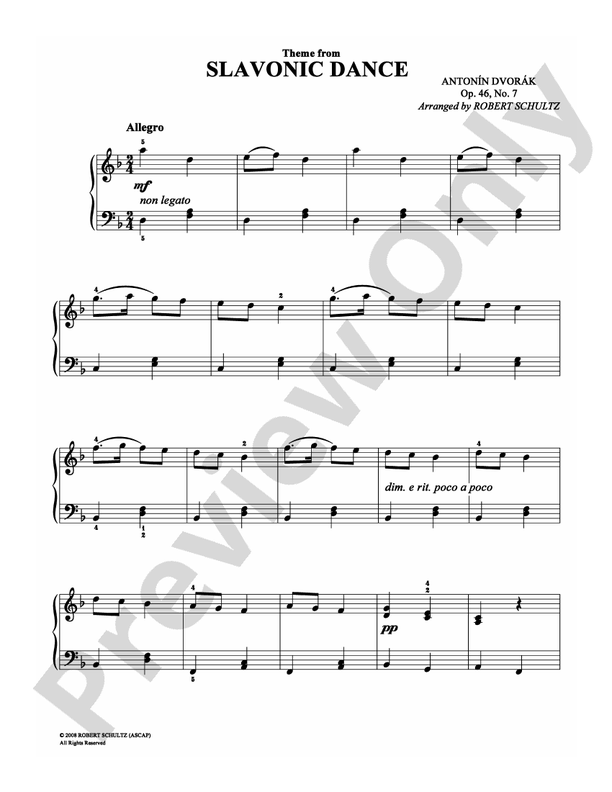 Dvorak - Slavonic Dance - Easy Piano (Digital Download)