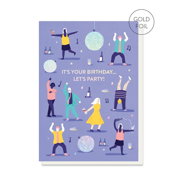 Greeting Card - Happy Birthday Dance Party Purple