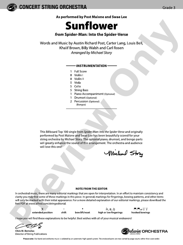 Sunflower/PCS - String Orchestra Conductor Score & Parts (Digital Download)