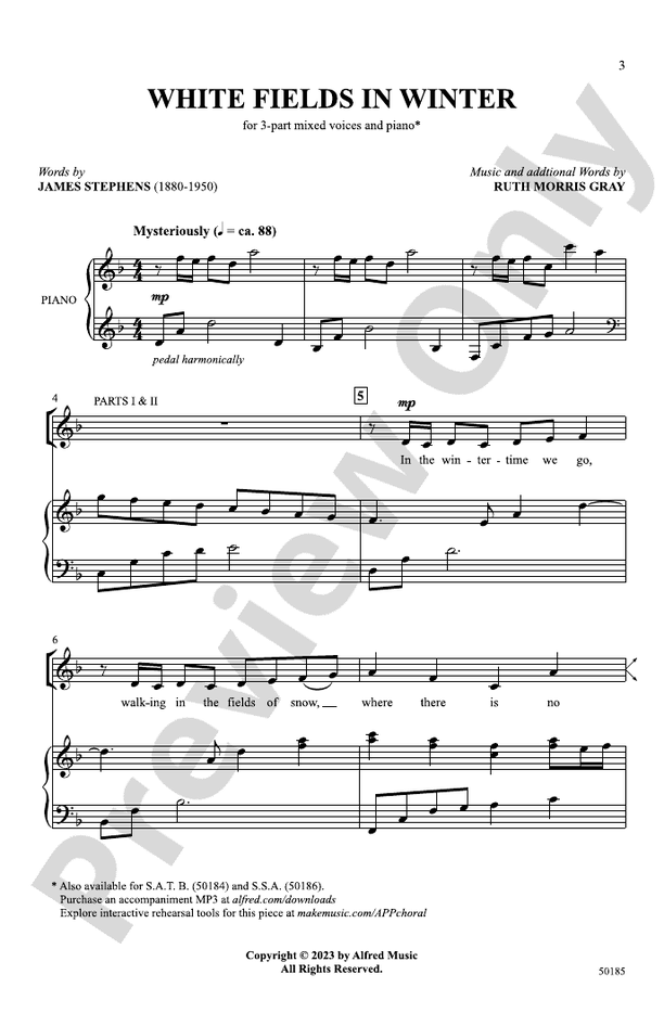 White Fields in Winter - # Part Mixed Choral Octavo (Digital Download)