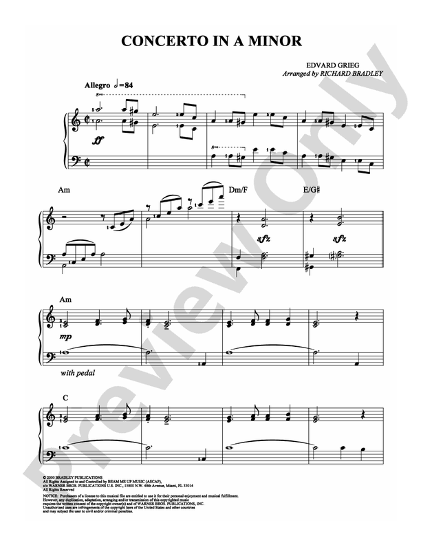 Grieg - Concerto in A Minor - Easy Piano (Digital Download)