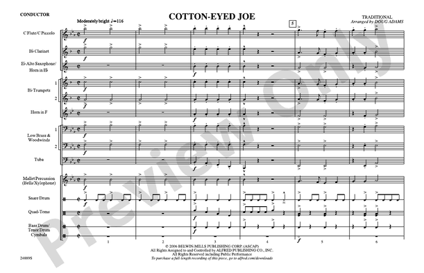 Cotton-Eyed Joe – Marching Band Conductor Score & Parts (Digital Download)