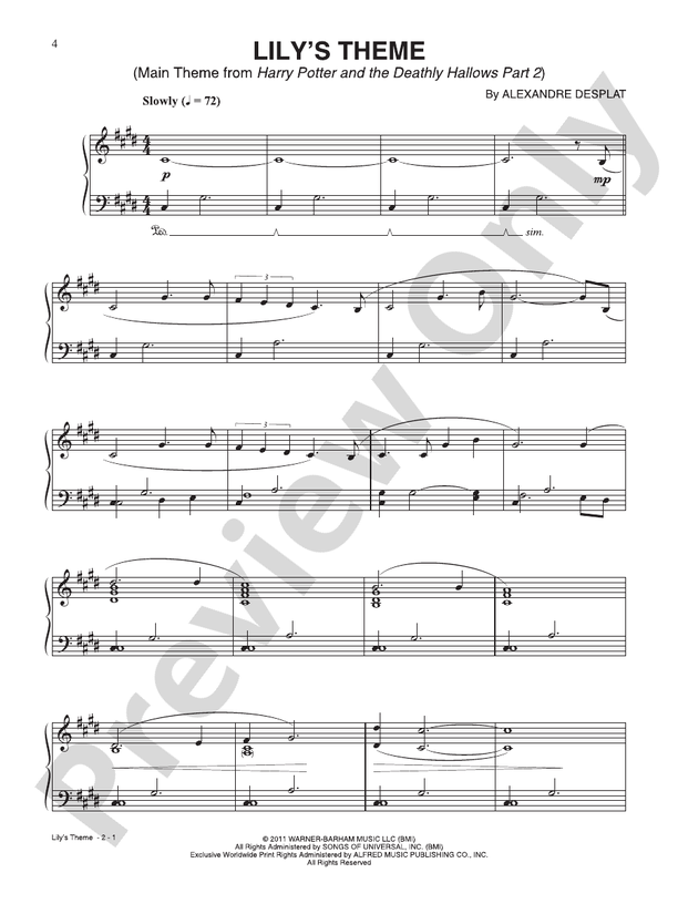 Lily's Theme (from "Harry Potter and the Deathly Hallows Part 2") - Piano (Digital Download)