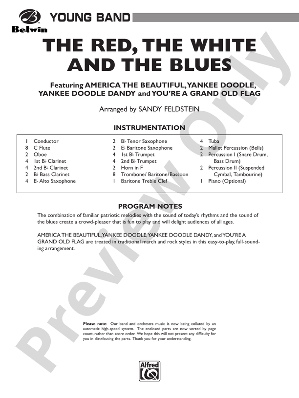 The Red, the White, and the Blues - Concert Band Conductor Score & Parts (Digital Download)