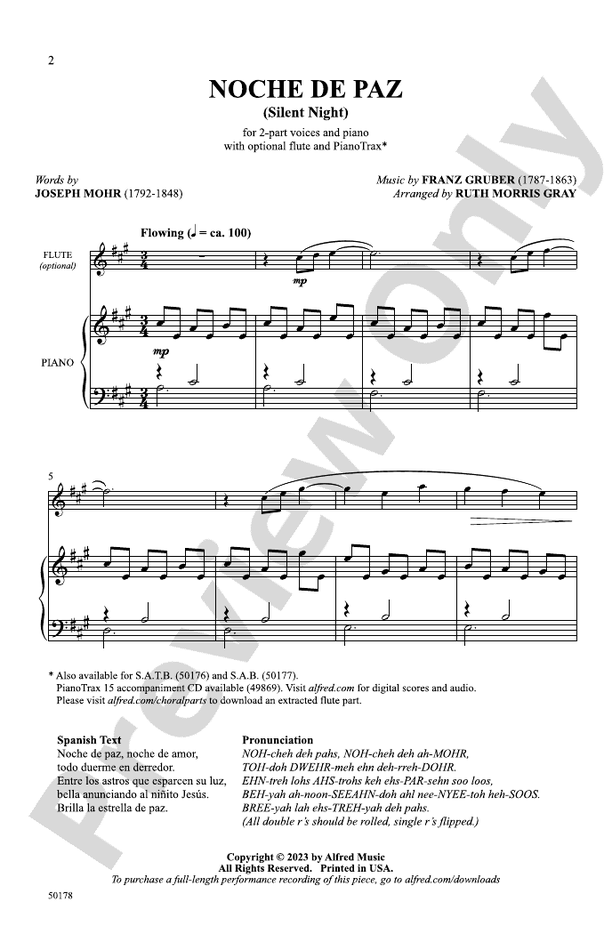 Noche de Paz - 2 Part Treble Choral Octavo (Digital Download)