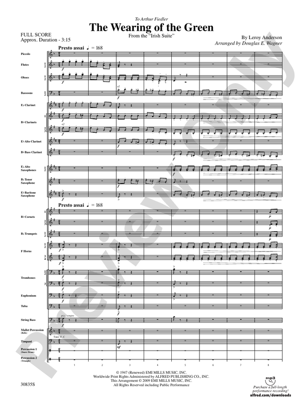 The Wearing of the Green (from the Irish Suite) - Concert Band Conductor Score & Parts (Digital Download)