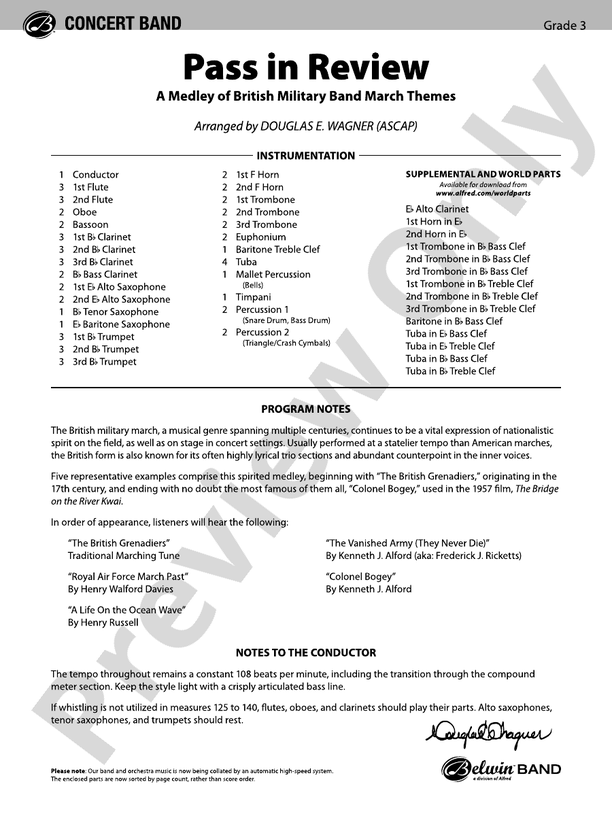 Pass in Review - Concert Band Conductor Score & Parts (Digital Download)