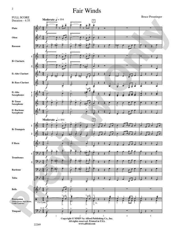 Fair Winds - Concert Band Conductor Score & Parts (Digital Download)