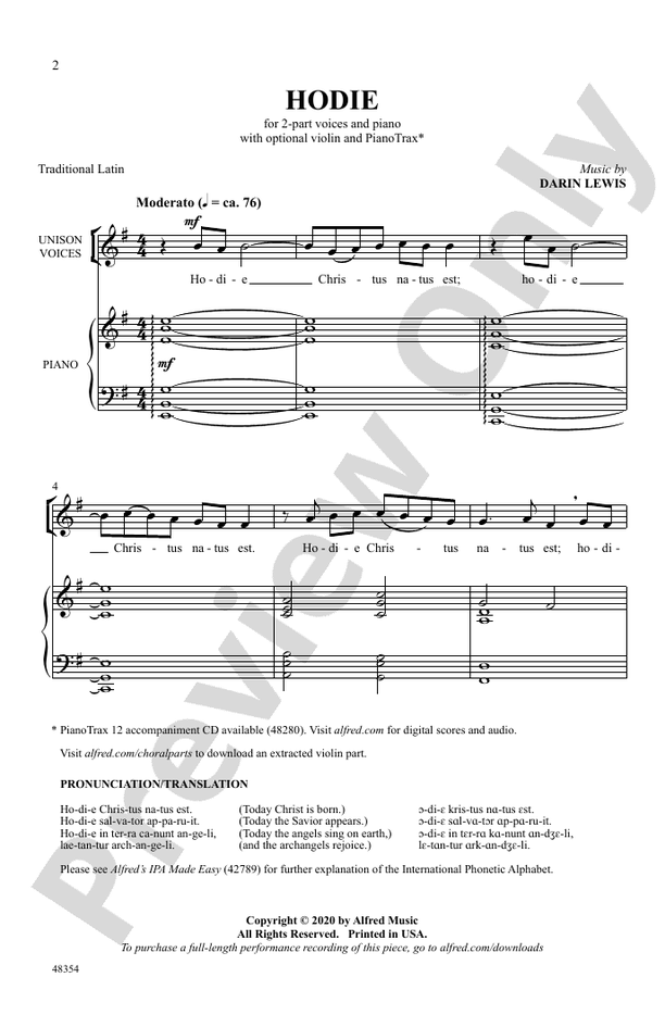 Hodie – 2-Part Choral Octavo (Digital Download)