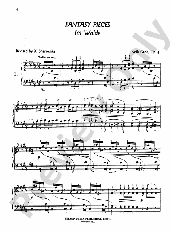 Gade - Fantasy Pieces, Op. 41 - Piano Solo (Digital Download)