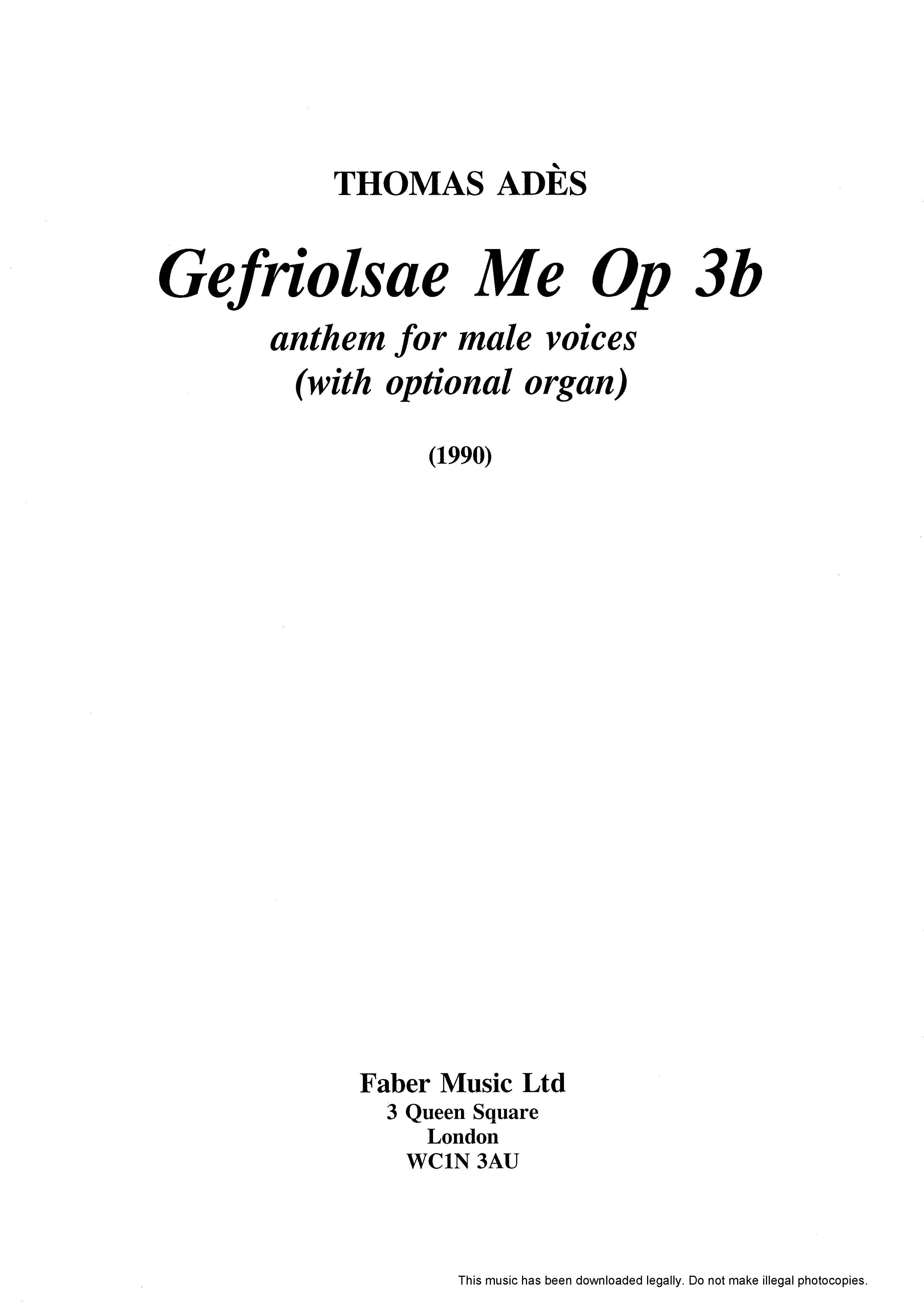 Gefriolsae Me - Lower Voices/TBB (Digital Download)