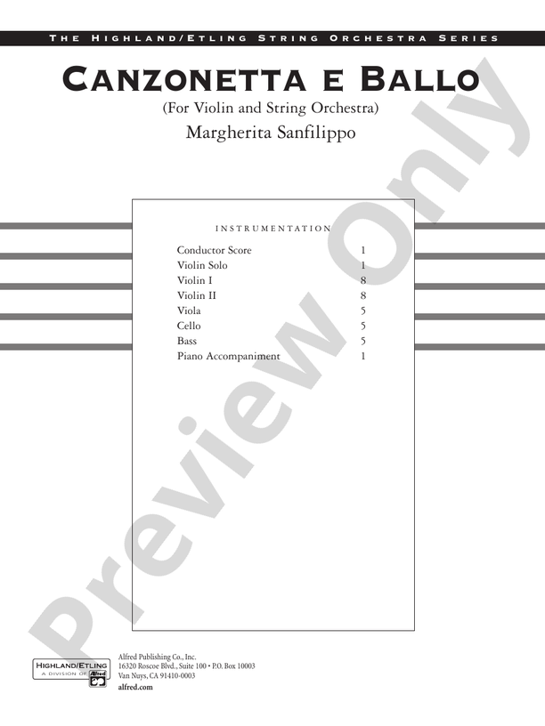 Canzonetta e Ballo (solo violin and string orchestra) – String Orchestra Conductor Score & Parts (Digital Download)