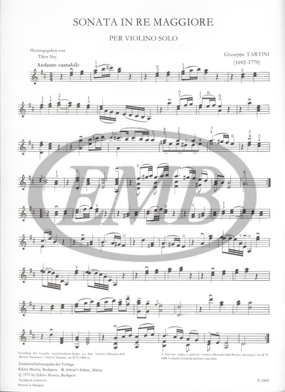 Tartini - Sonata in Dmaj - Violin Solo EMB Z6461