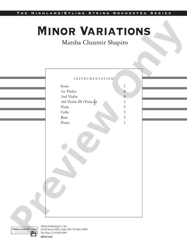 Minor Variations – String Orchestra Conductor Score & Parts (Digital Download)