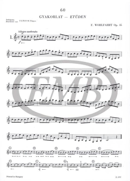 Wohlfahrt - Studies Op45 Complete - Violin edited by Sandor EMB Z3797