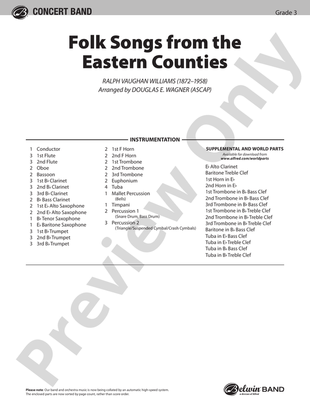Folksongs from the Eastern Counties - Concert Band Conductor Score & Parts (Digital Download)