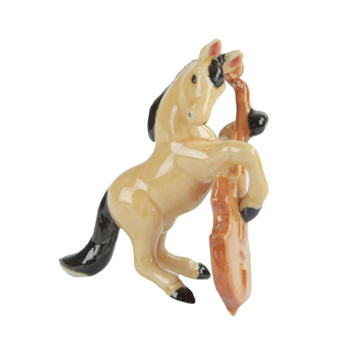 Horse Playing Double Bass Porcelin Figurine