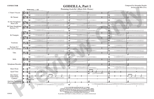 Godzilla, Part 1 – Marching Band Conductor Score & Parts (Digital Download)