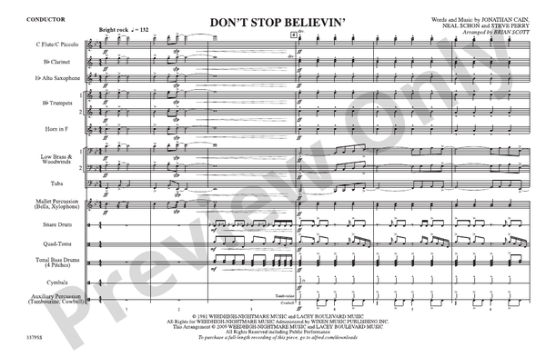 Don't Stop Believin' (Arr. Brian Scott) – Marching Band Conductor Score & Parts (Digital Download)