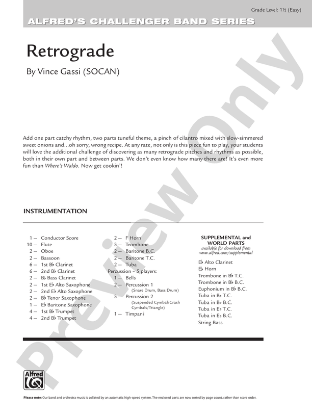 Retrograde - Concert Band Conductor Score & Parts (Digital Download)