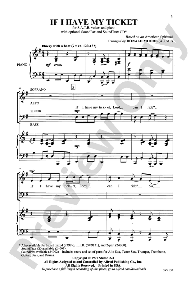 If I Have My Ticket – SATB Choral Octavo - Digital Sheet Music Download (Digital Download)