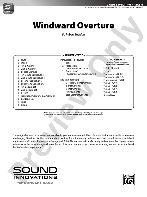 Windward Overture - Concert Band Conductor Score & Parts (Digital Download)