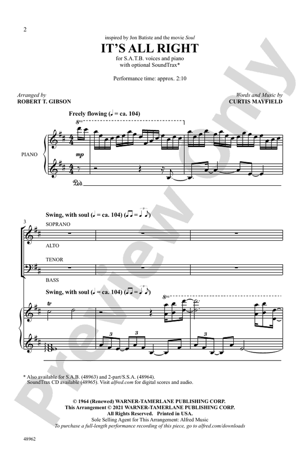 It's All Right – SATB Choral Octavo (Digital Download)