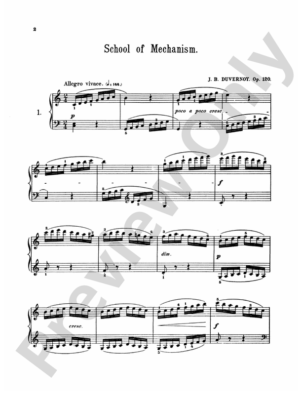 Duvernoy - School of Mechanism, Op. 120 - Piano Solo (Digital Download)