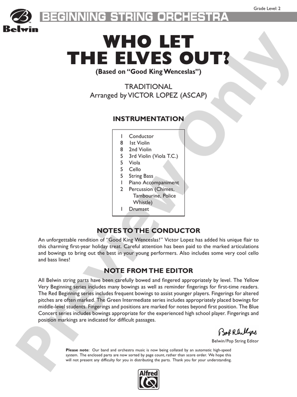 Who Let the Elves Out? – String Orchestra Conductor Score & Parts (Digital Download)