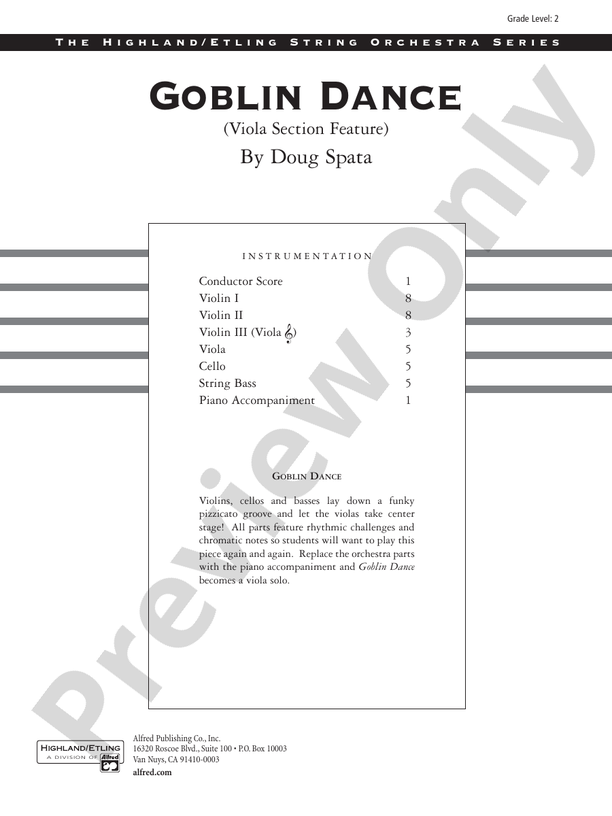 Goblin Dance – String Orchestra Conductor Score & Parts (Digital Download)