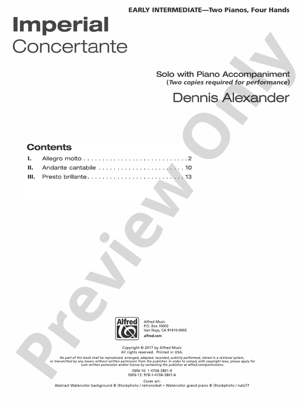 Imperial Concertante: Solo with Piano Accompaniment - 2 Pianos, 4 Hands (Digital Download)
