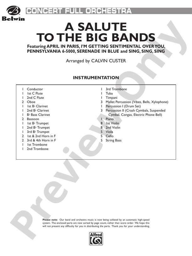 A Salute to the Big Bands – Full Orchestra Conductor Score & Parts (Digital Download)