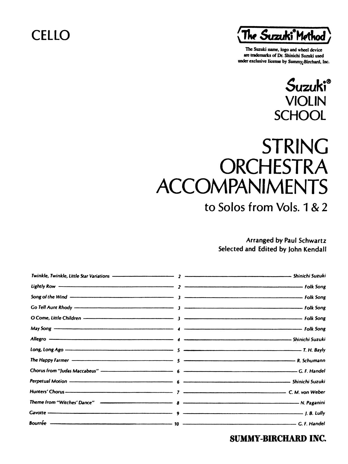 String Orchestra Accom to Solos from Vol 1&2 Cello