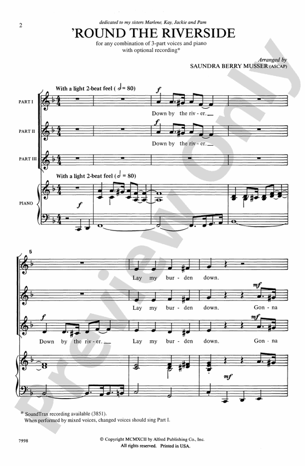 Round the Riverside - 3-Part (any combination) Choral Octavo (Digital Download)