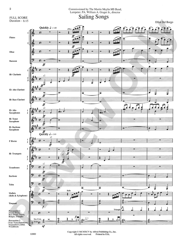 Sailing Songs - Concert Band Conductor Score & Parts (Digital Download)