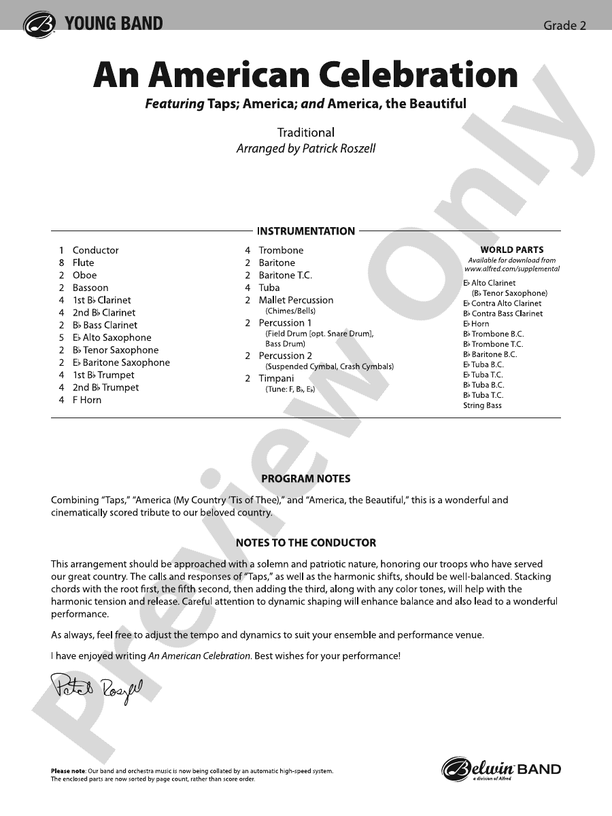 An American Celebration - Concert Band Conductor Score & Parts(Digital Download)