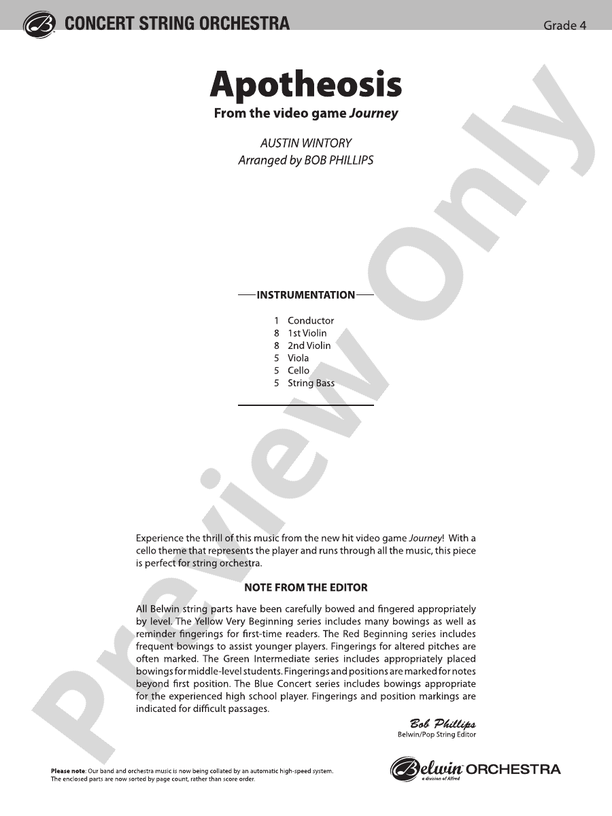 Apotheosis – String Orchestra Conductor Score & Parts (Digital Download)