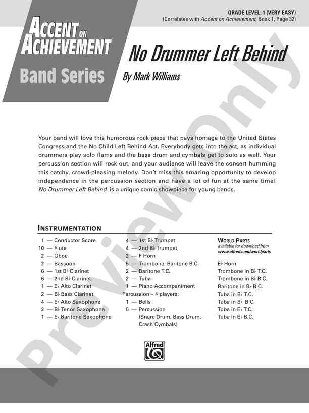 No Drummer Left Behind - Concert Band Conductor Score & Parts (Digital Download)