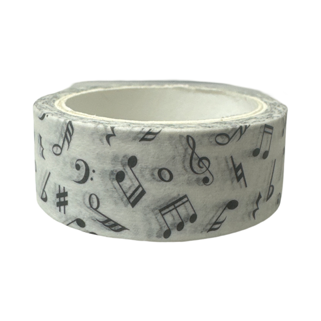 Music Sticky Tape White with Black Notes and Clefs