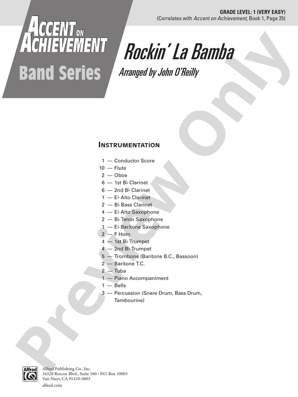 Rockin' La Bamba - Concert Band Conductor Score & Parts (Digital Download)