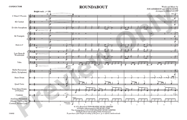 Roundabout – Marching Band Conductor Score & Parts (Digital Download)