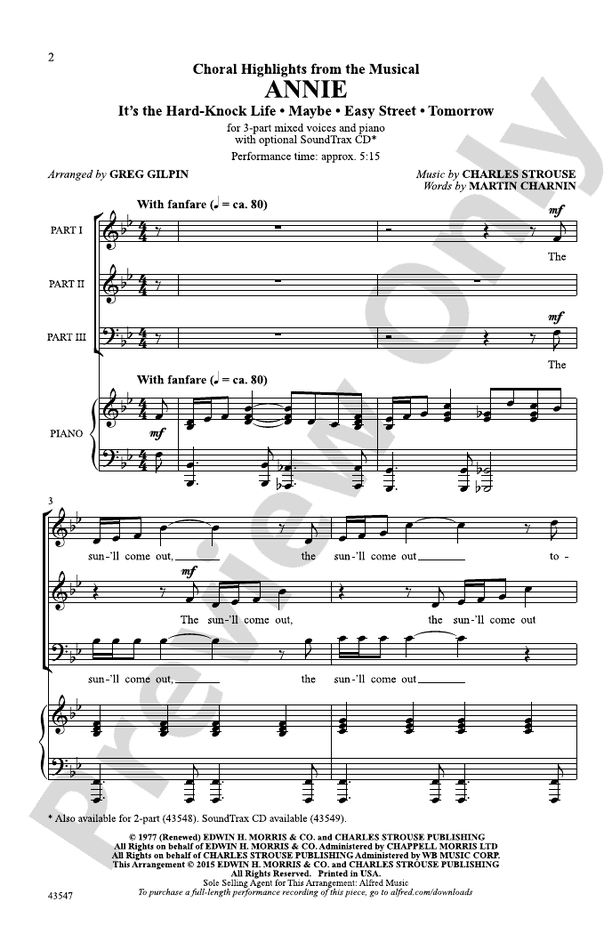Annie – 3-Part Mixed Choral Octavo (Digital Download)