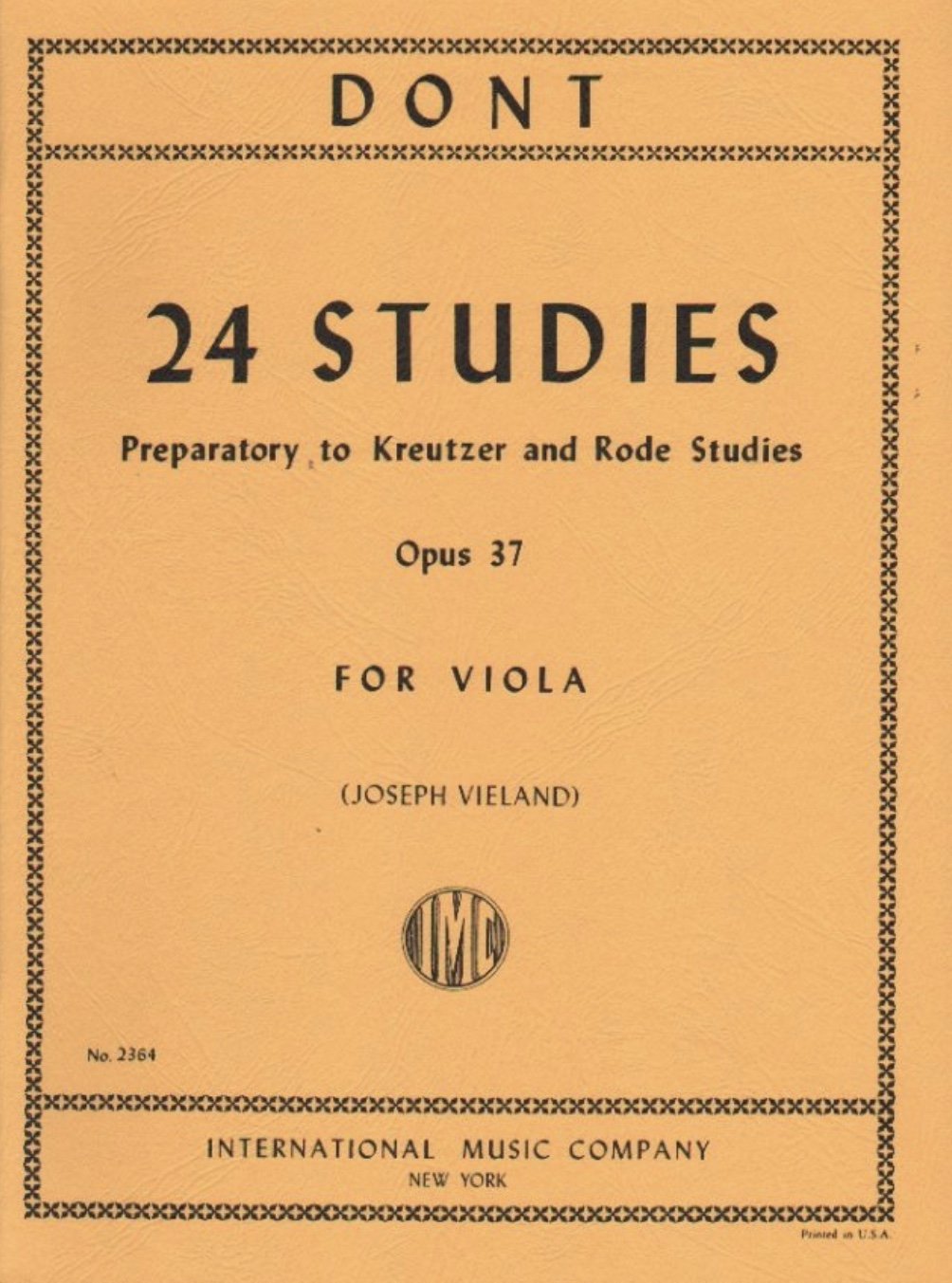 Dont - 24 Studies Op37 Preparatory to Kreutzer & Rode Studies - Viola Solo IMC IMC2364