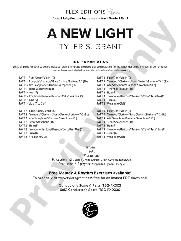 A New Light – Flexible Band/String Ensemble Score & Parts (Digital Download)