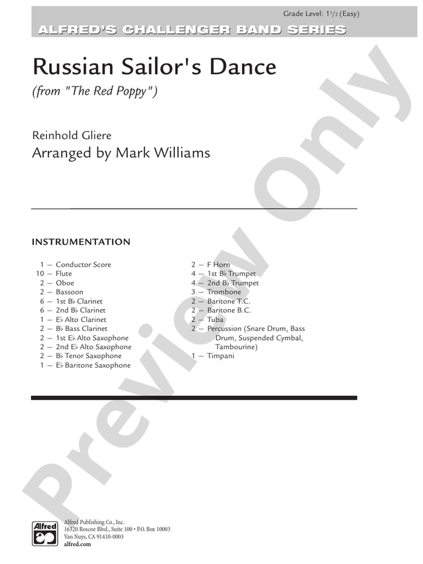 Russian Sailor's Dance (from "The Red Poppy") - Concert Band Conductor Score & Parts (Digital Download)